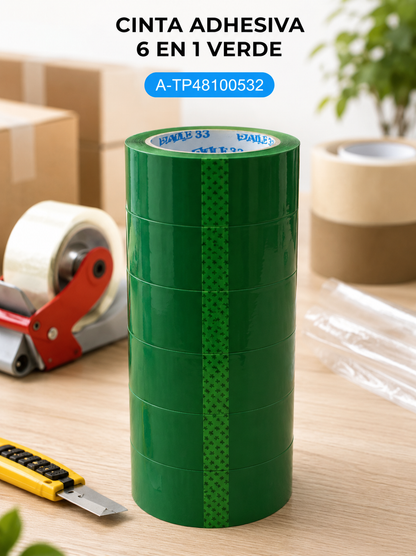EMB. CINTA ADHESIVA VERDE 53*48/100M - 6 UNIDADES