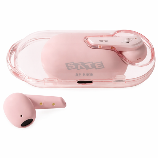 Auriculares Bluetooth SATE AE-6406 Rosado con Control Táctil