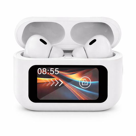 Auriculares Bluetooth SATE AE-6602 Blanco con Pantalla LED y Cancelación de Ruido