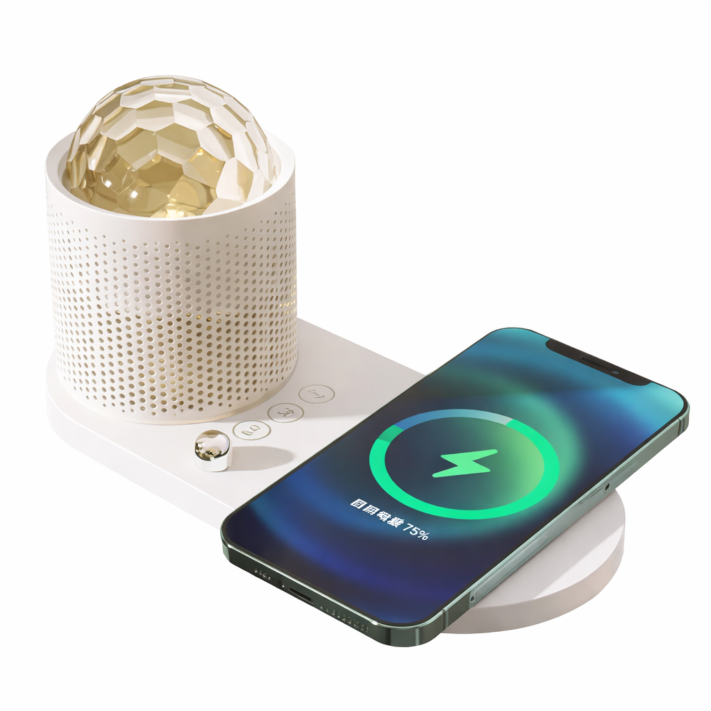 Parlante Bluetooth SATE A-K21B con Carga Inalámbrica 15W y Luz RGB