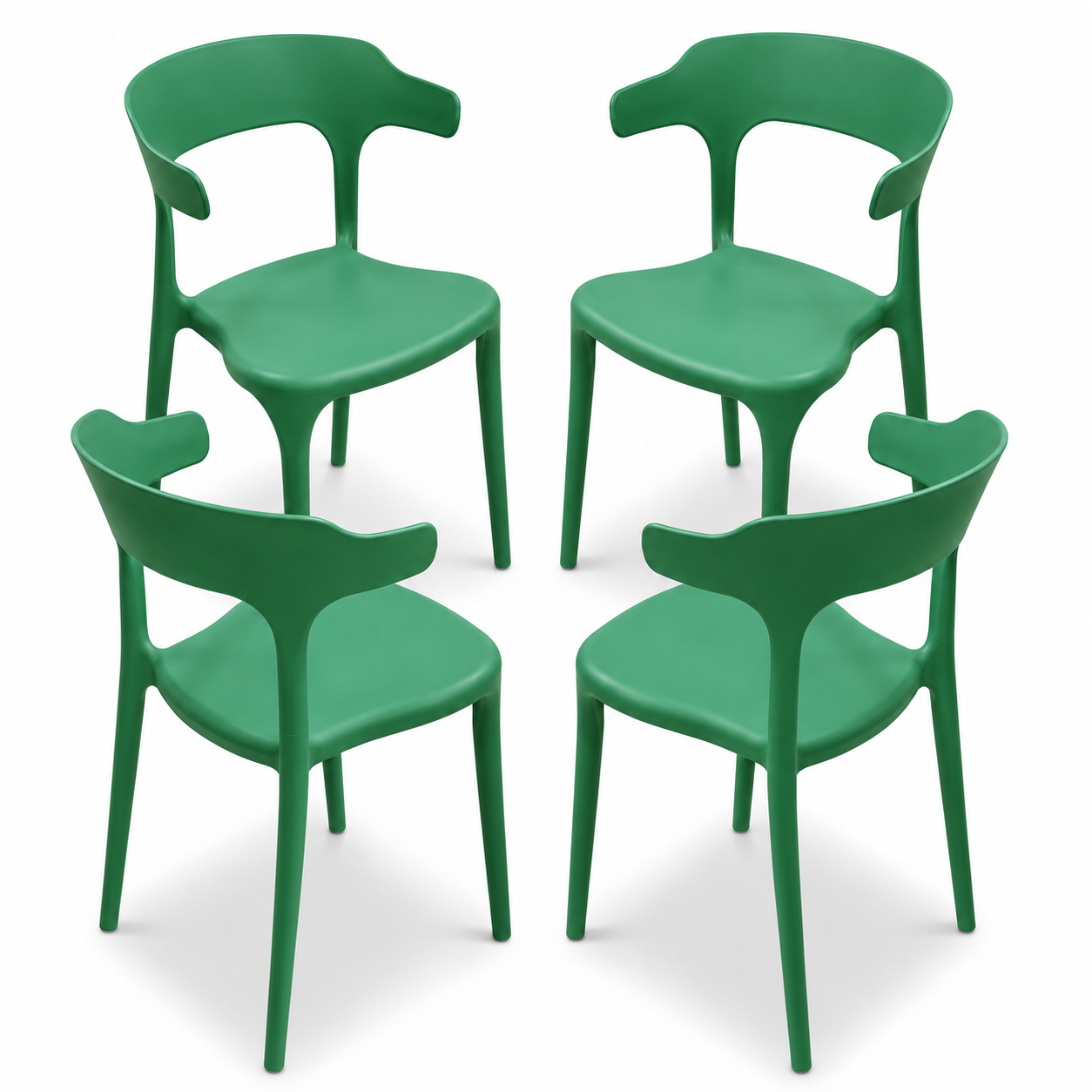 Set de 4 Sillas de Jardín Apilables Verdes de Polipropileno