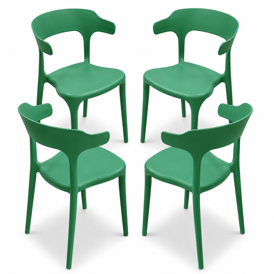 Set de 4 Sillas de Jardín Apilables Verdes de Polipropileno