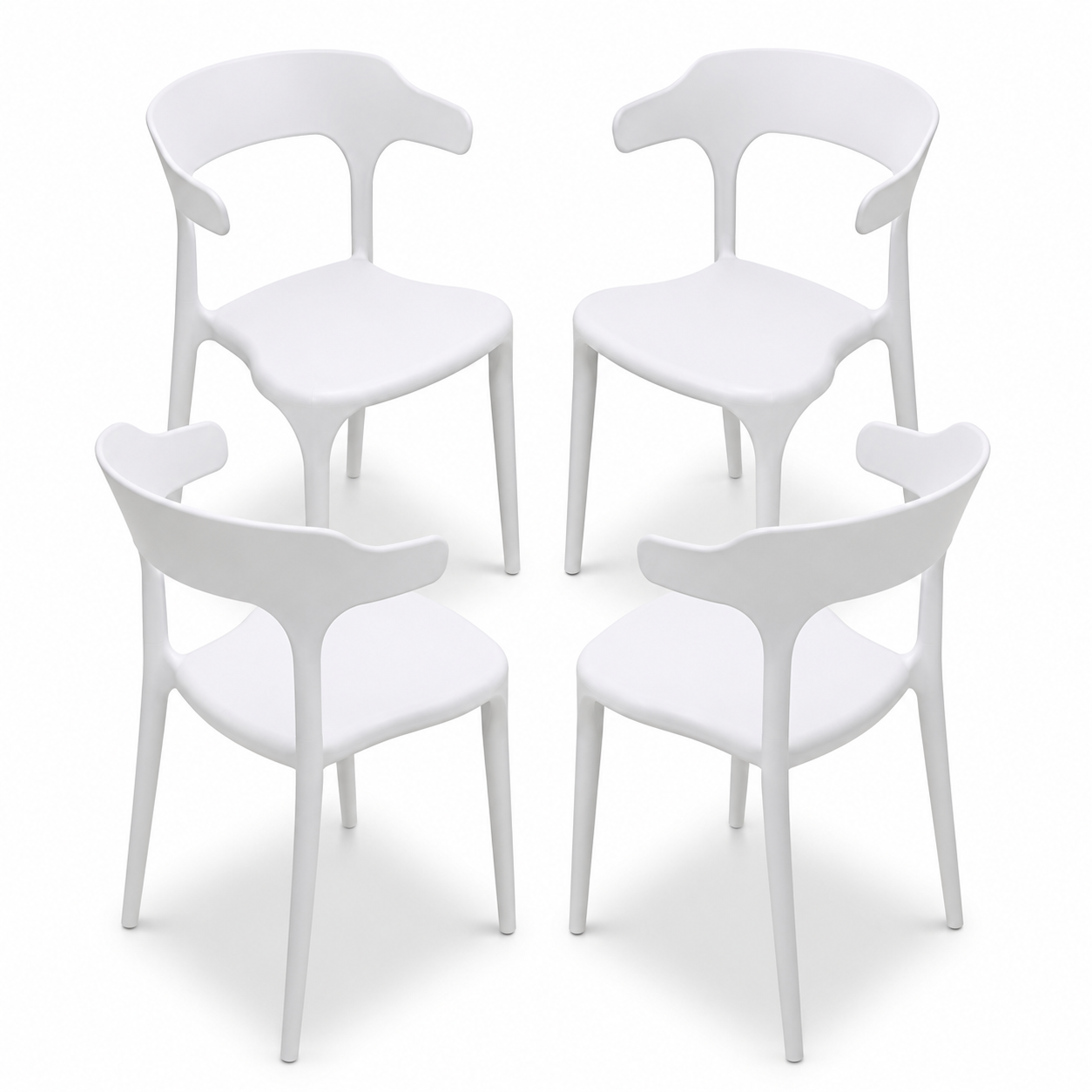 Set de 4 Sillas de Jardín Apilables Blancas de Polipropileno