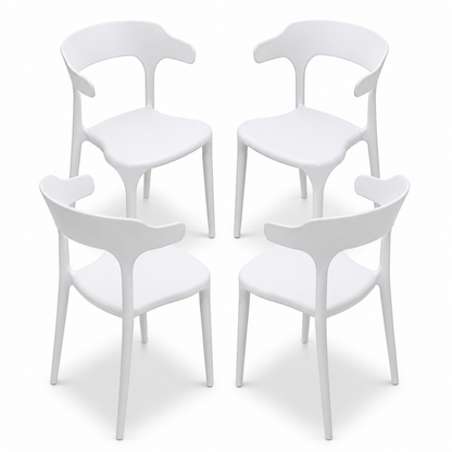 Set de 4 Sillas de Jardín Apilables Blancas de Polipropileno