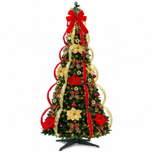 Árbol de Navidad Autoarmable con Adornos 1,8 m