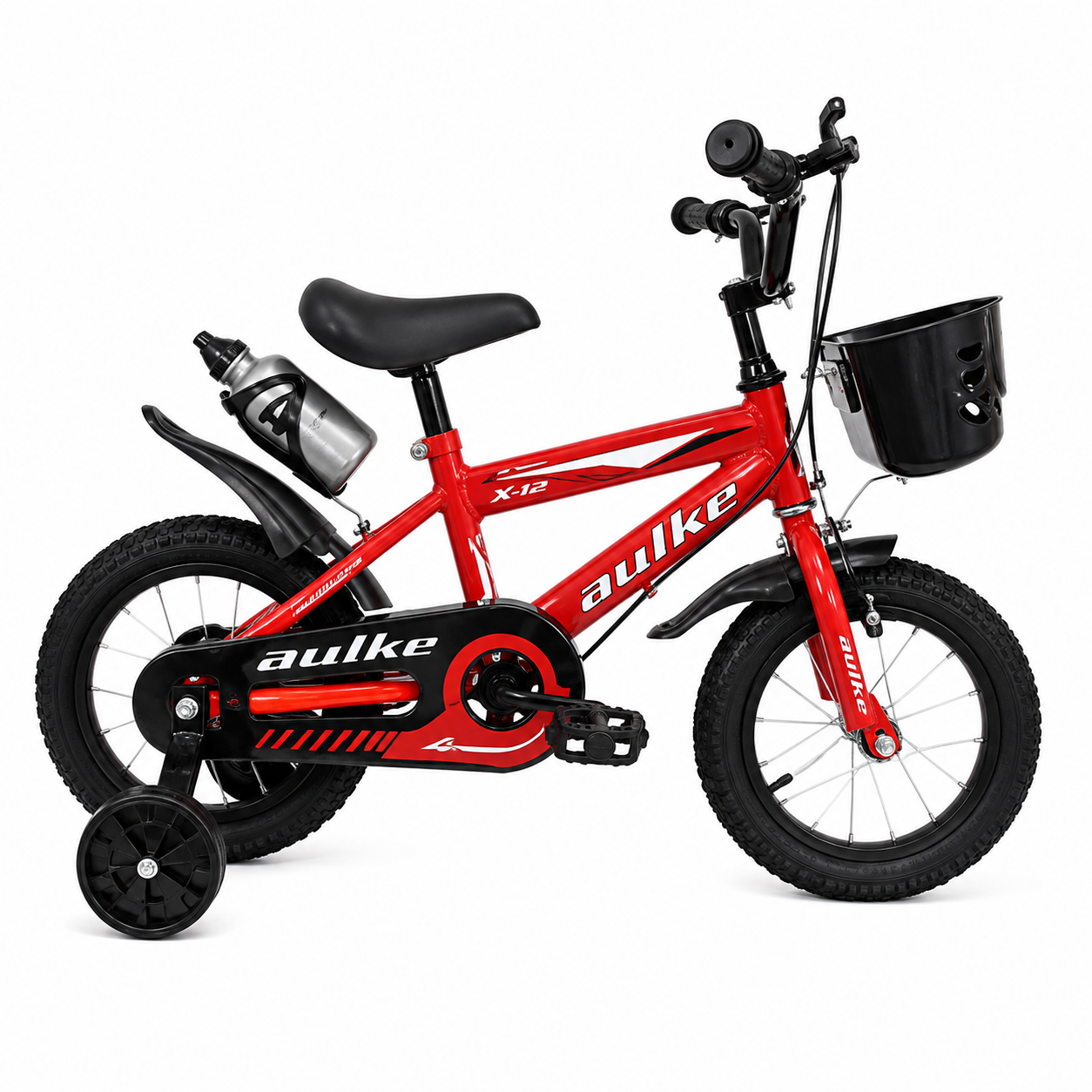 Bicicleta Infantil Aro 12" con Doble Freno y Canasto Roja