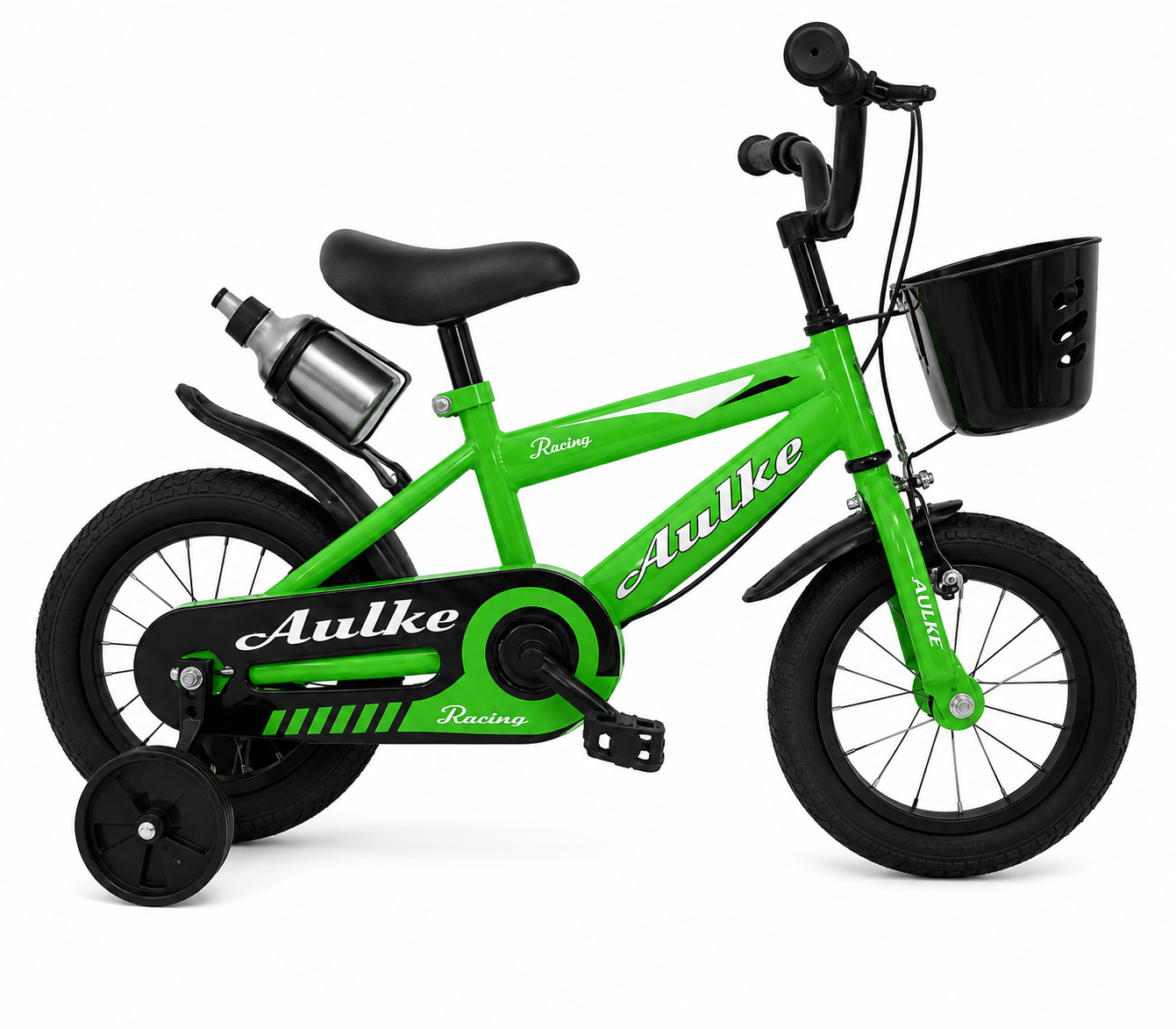 Bicicleta Infantil Aro 12" con Doble Freno y Canasto Verde