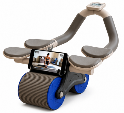 Rueda Abdominal Doble con Soporte para Codos y Display Digital Azul