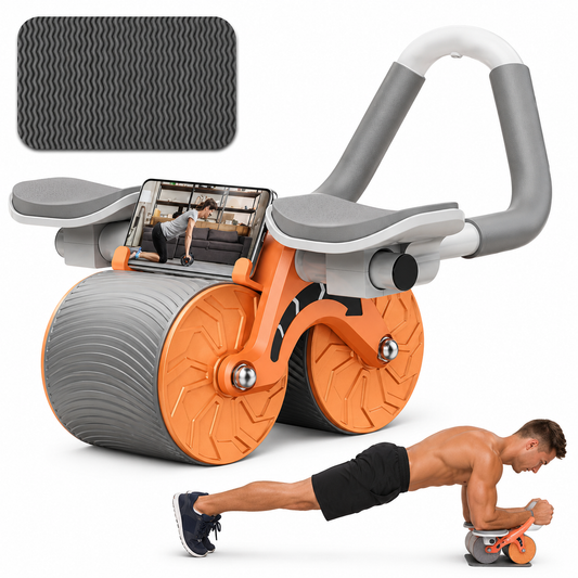 Rueda Abdominal Doble con Soporte para Codos y Display Digital Naranja