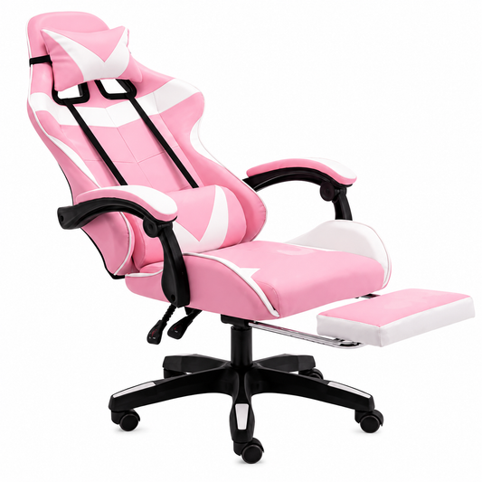 Silla Gamer Xtreme Level con Reposapiés Blanco/Rosa