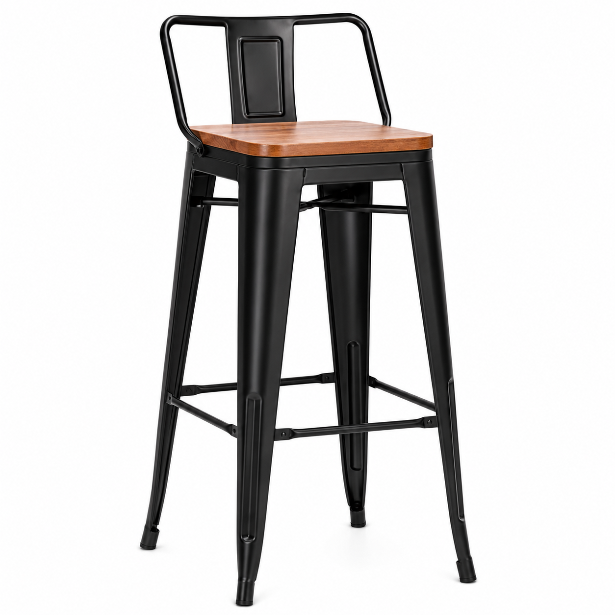 Butaca Tolix Level Negra con Asiento de Madera