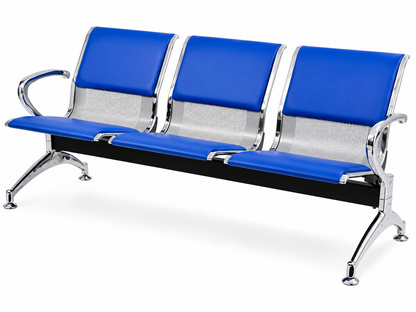 Silla de Espera Tándem 3 Cuerpos Century Level con Almohadón Azul