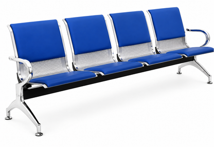 Silla de Espera Tándem 4 Cuerpos Century Level con Almohadón Azul