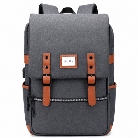 Mochila Ride KVM-534 Gris Claro y Marrón para Notebook 15.6" con Puerto USB