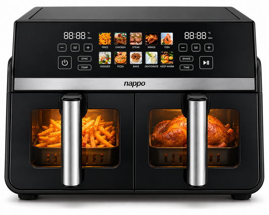Freidora Sin Aceite Digital Nappo Dual Fry NEF-323 10L con Visor