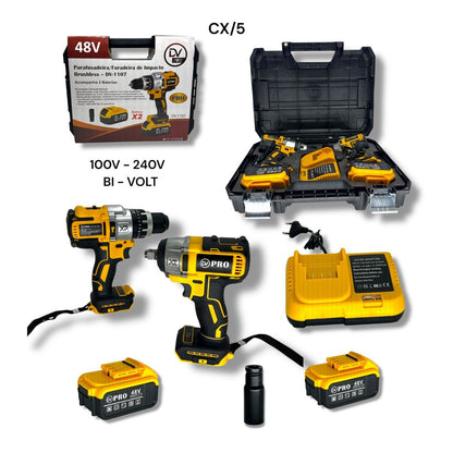 Kit Taladro y Llave de Impacto Inalámbricos 48V DV-1107