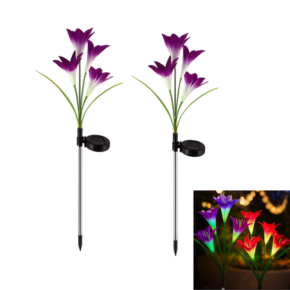 KIT X2 Lámpara Solar Decorativa con Diseño de Flor