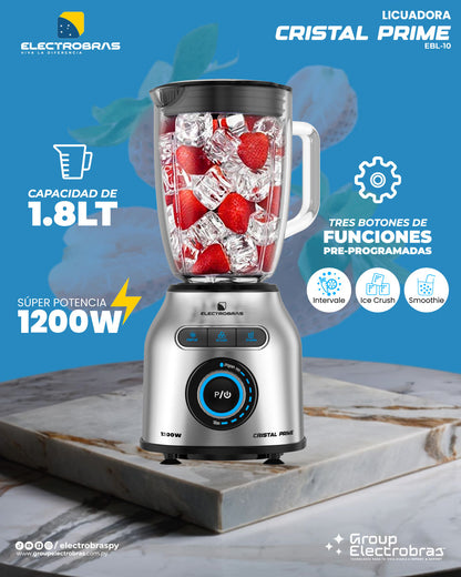 LICUADORA CRISTAL PRIME JARRA DE VIDRIO 1.8L 1200W EBL-10