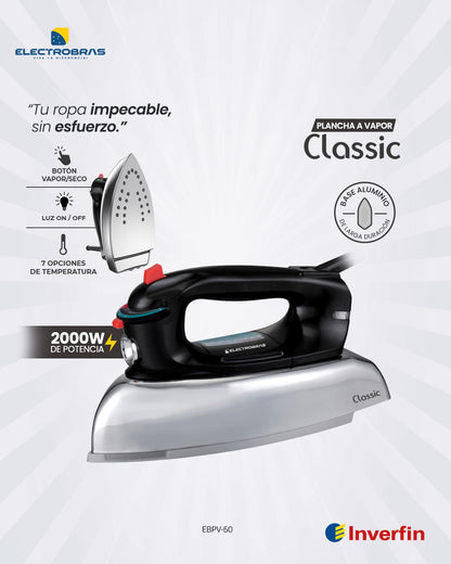 PLANCHA SECA & A VAPOR - CLASSIC 2000 WATTS EBPV-50
