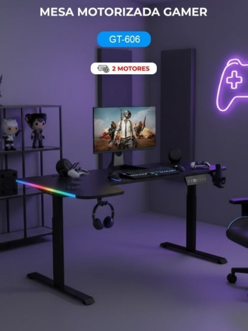 Mesa Gamer Elevable Satellite GT-606 con Iluminación RGB