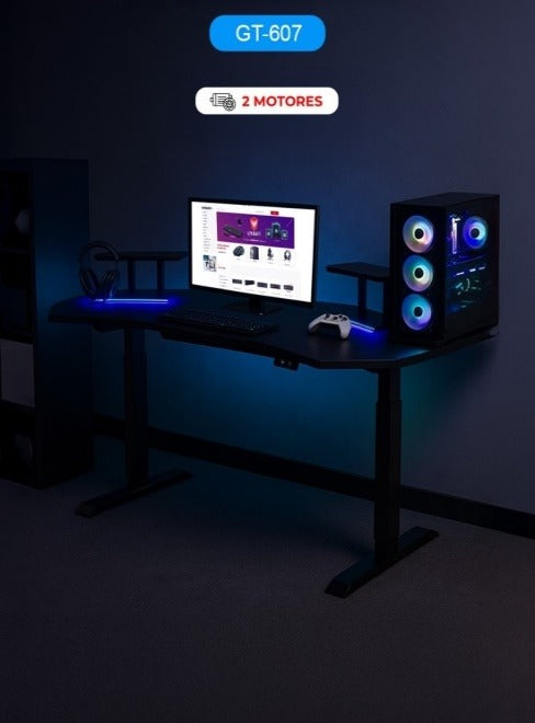 Mesa Gamer Elevable Satellite GT-607 con Iluminación RGB