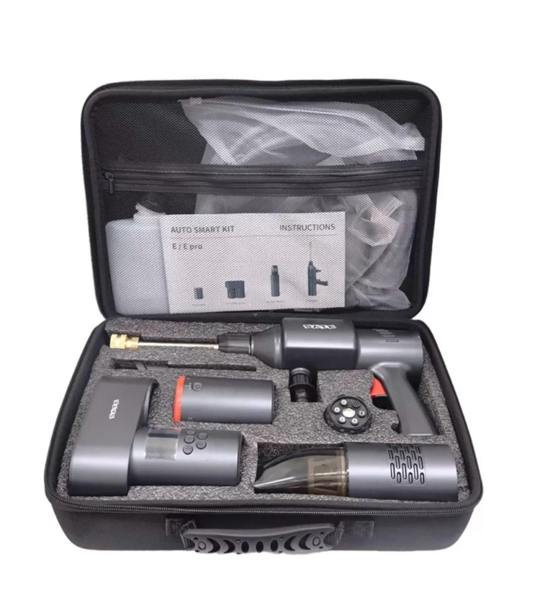 KIT E-PRO ™ 4 IN 1 Aspiradora, Inflador, Hidrolavadora y Bateria.