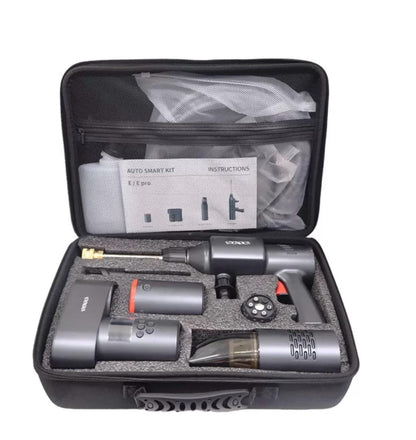 KIT E-PRO ™ 4 IN 1 Aspiradora, Inflador, Hidrolavadora y Bateria.