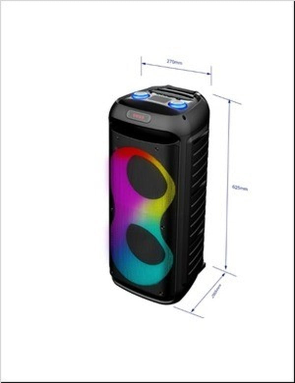Parlante party box SATE JBK-6603 de 2x6,5 pulgadas con luces LED RGB