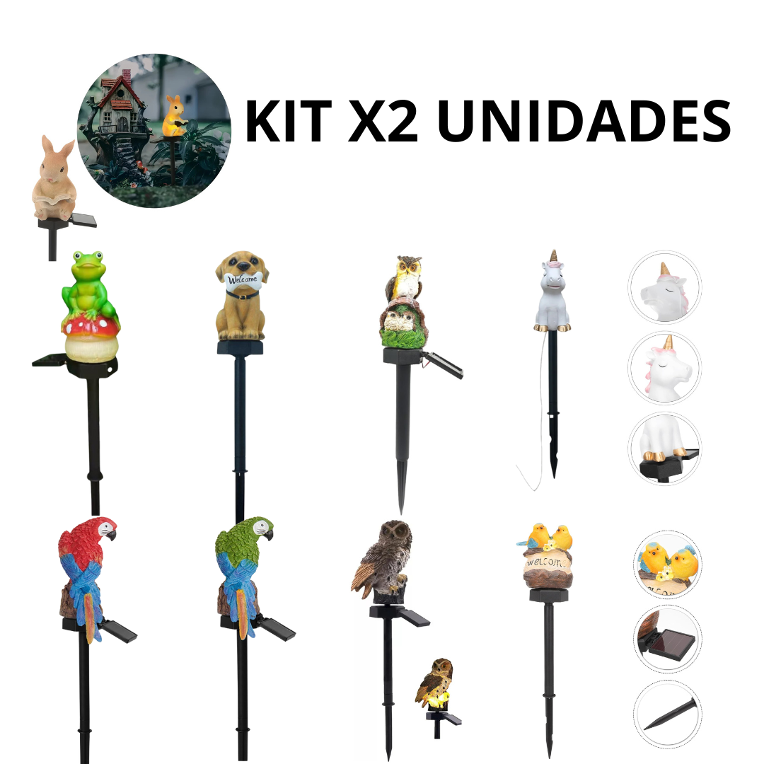 KIT X2 Luces Solares Decorativas con Diseño de Animales