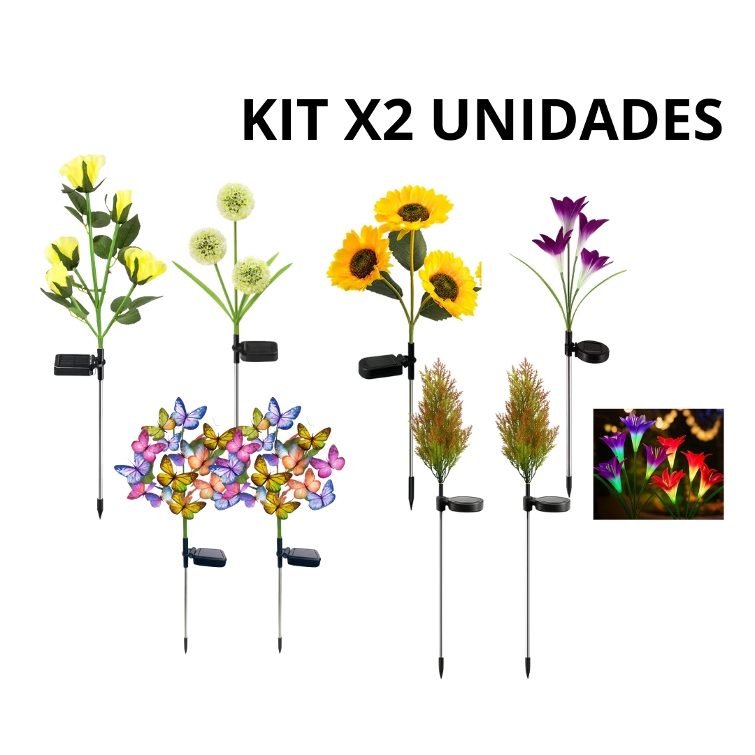 KIT X2 Lámpara Solar Decorativa con Diseño de Flor