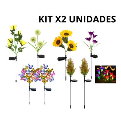 KIT X2 Lámpara Solar Decorativa con Diseño de Flor