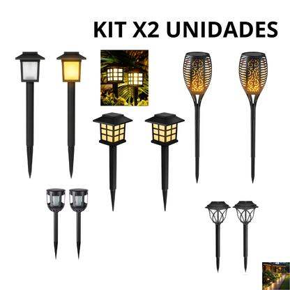 KIT X2 Luminarias Solares con Estaca para Jardín