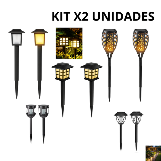 KIT X2 Luminarias Solares con Estaca para Jardín