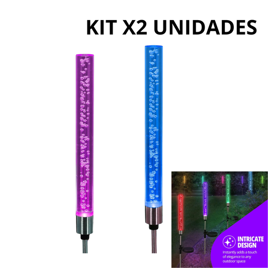 KIT 2 Estacas Solares Decorativas RGB para Jardin