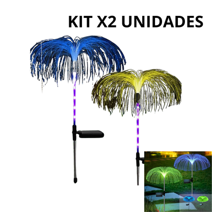 KIT 2 Estacas Solares Decorativas RGB para Jardin