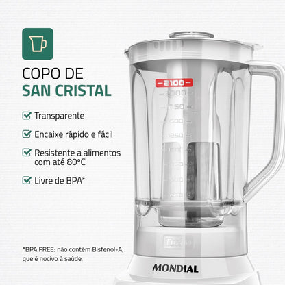 LICUADORA TURBO INOX WHITE 12 VELOCIDADES - 3,0L - 1200W L-1200 WI