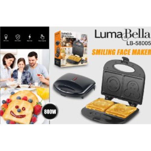 Sandwichera de caritas Luma Bella LB-58005 de 800W con placas antiadherentes