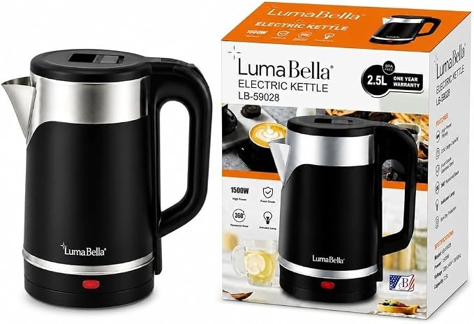 Jarra eléctrica Luma Bella LB-59028 de 2,5 litros y 1500W en acero inoxidable
