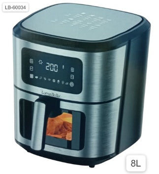 Freidora de aire Luma Bella LB-60034 de 8 litros con visor y acero inoxidable