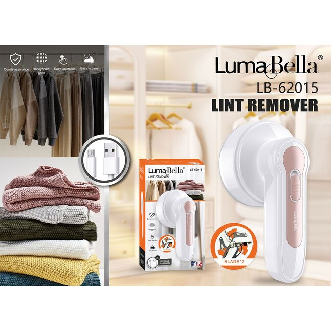 Saca pelusas eléctrico recargable Luma Bella LB-62015 blanco y rosa