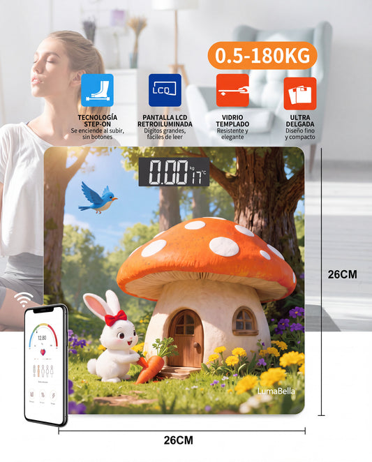 Balanza Digital Corporal Luma Bella LB-69016 Diseño Bosque Infantil con App
