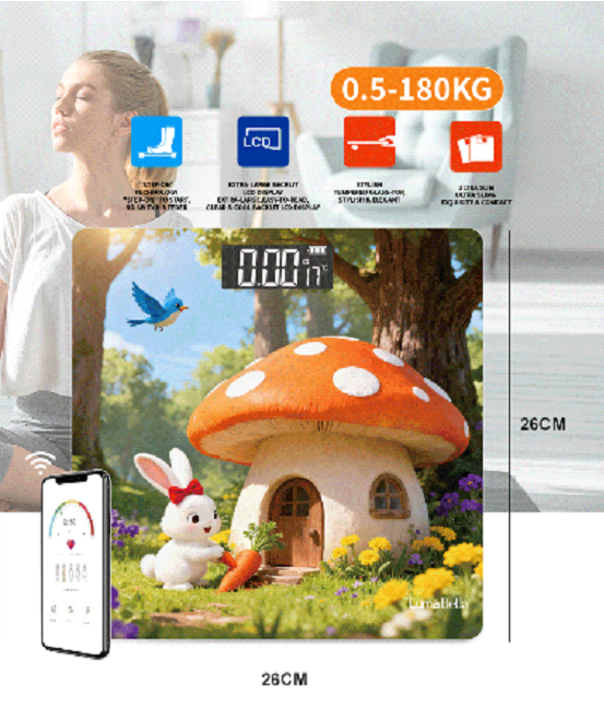 Balanza digital corporal Luma Bella LB-69016 con diseño de bosque infantil