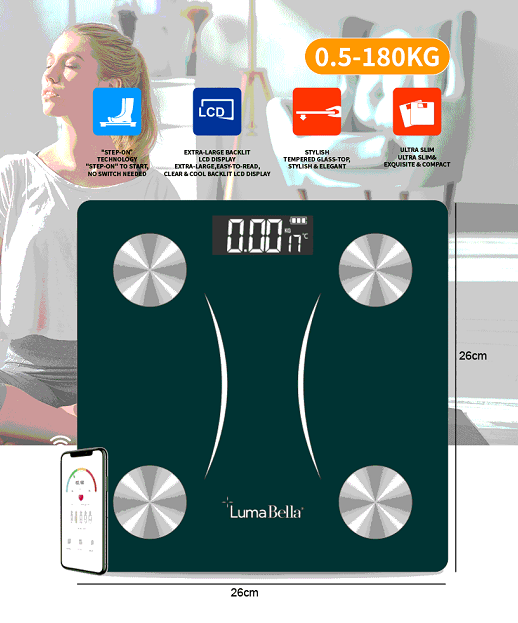 Balanza digital corporal Luma Bella LB-69026 verde petróleo