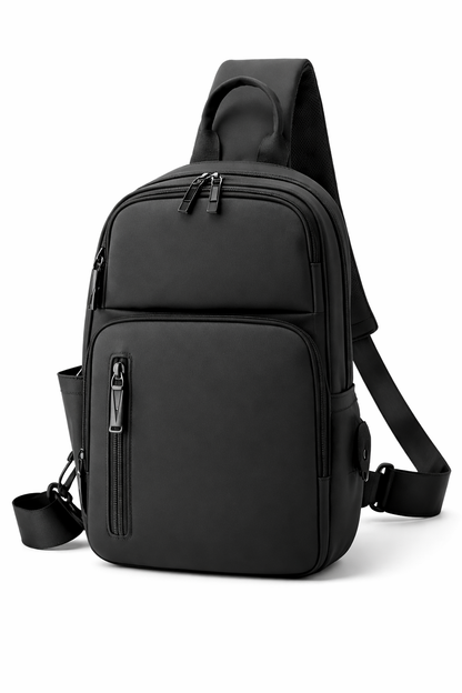 Mochila Transversal SATE A-KP9521 Impermeable con USB y Diseño Antirrobo