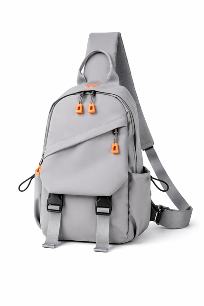 Mochila Transversal SATE A-KP2122 Impermeable Gris con USB y Sistema Antirrobo