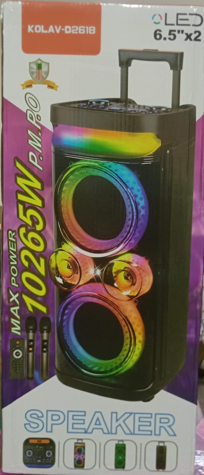 Parlante Portátil Kolav D2618 con Dos Woofers de 6,5 Pulgadas