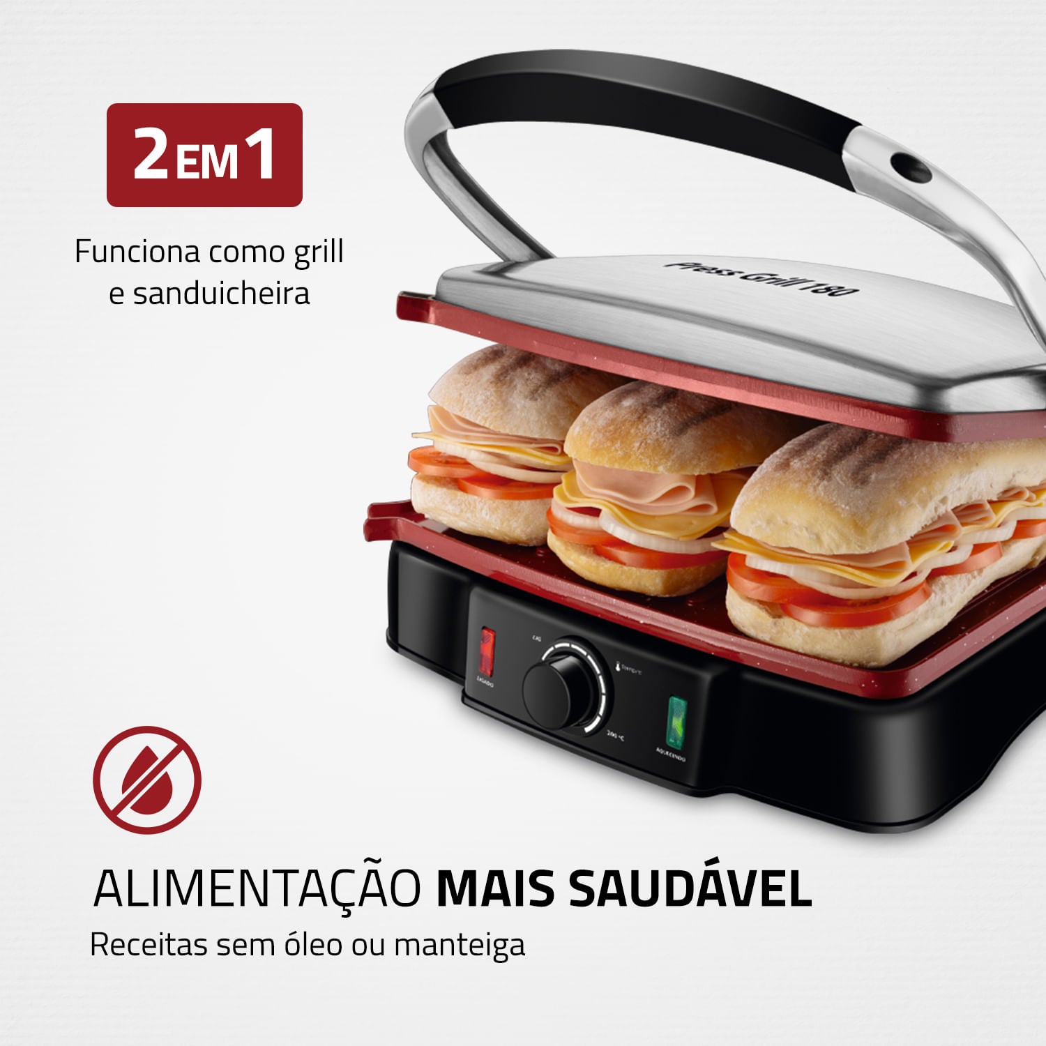 PRESS GRILL RED CERAMIC PG-02