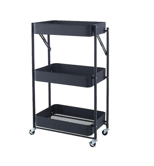 Carrito Organizador de Metal 3 Estantes DMO-019 Negro Decoteam