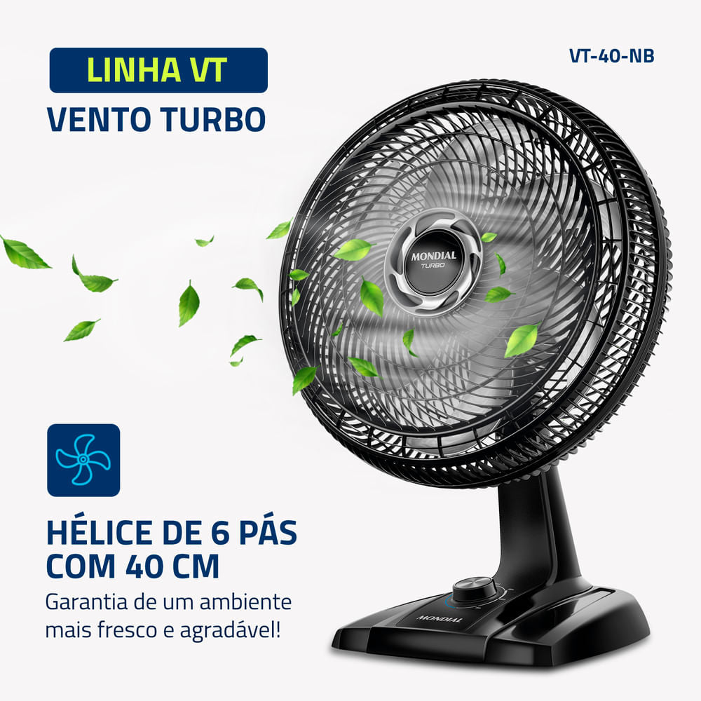VENTILADOR MESA 40CM TURBO 40 VT-40-NB