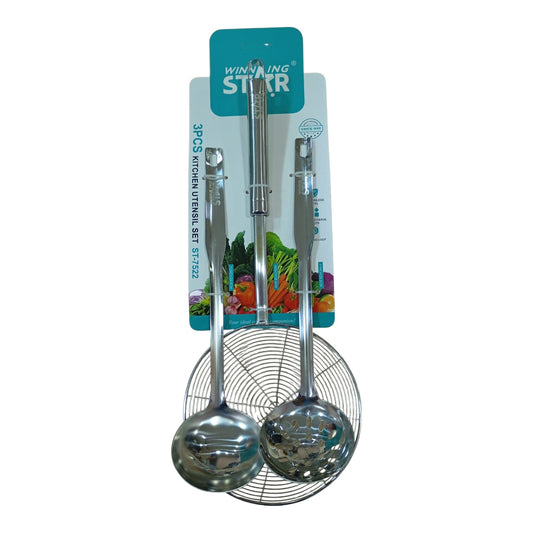 Juego de Utensilios de Acero Inoxidable ST-7522 3 Piezas Cocina